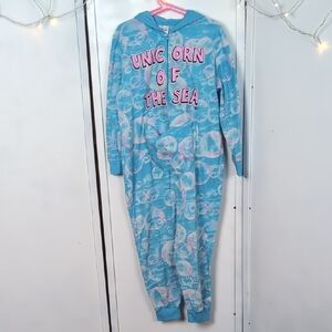 Justice Light Blue Unicorn of the Sea Kids Footie